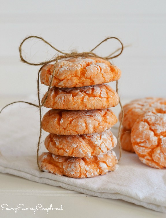 Orange Burst Crinkle Cookies-Made with Cake Mix