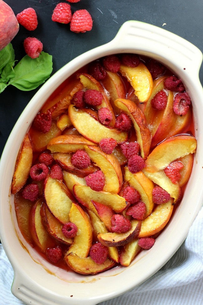 Easy Baked Peaches And Raspberries