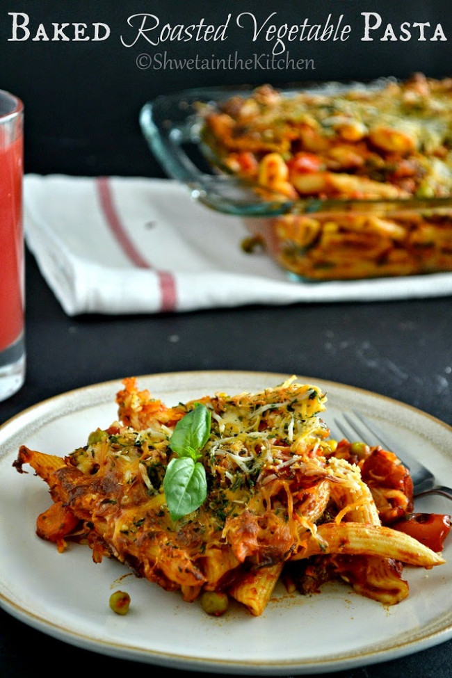 Baked Roasted Vegetable Pasta Recipe - Baked Penne with Roasted Vegetables