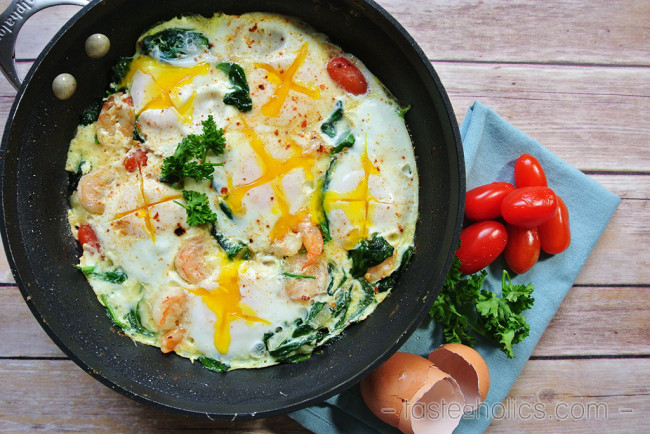 Quick Healthy Breakfast - Spicy Shrimp Omelette