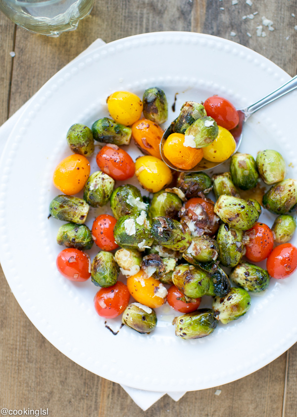Balsamic Brussels Sprouts And Tomatoes