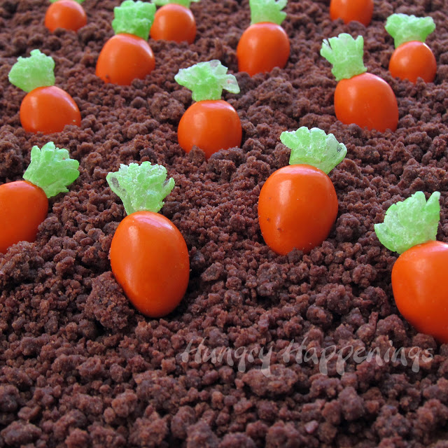 Almond M&M Candy Carrots topped with Mike & Ike Greens