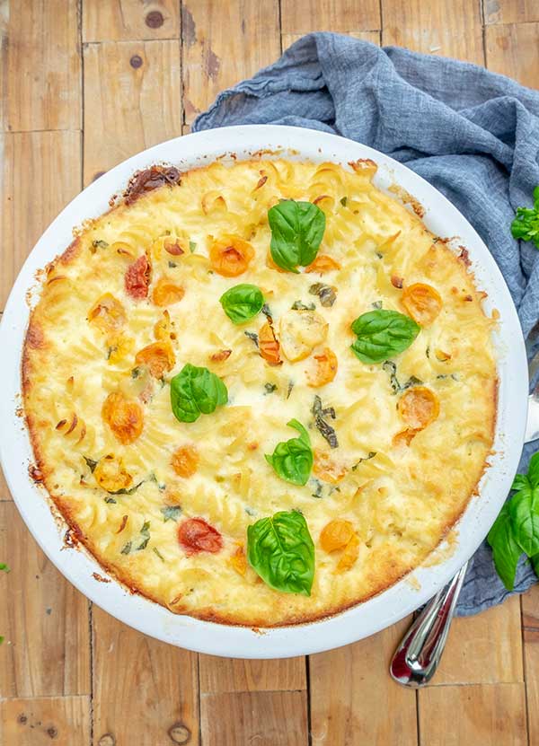 Gluten-free Vegan Caprese Mac & Cheese