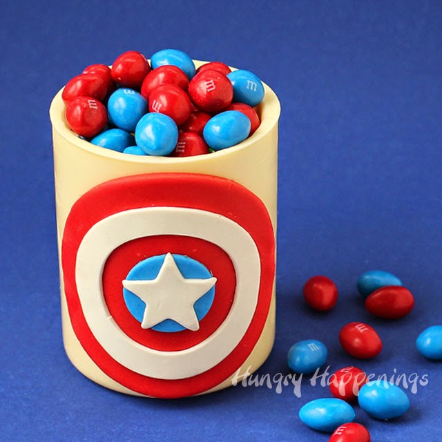 Captain America White Chocolate Candy Jar Filled With M&m’s