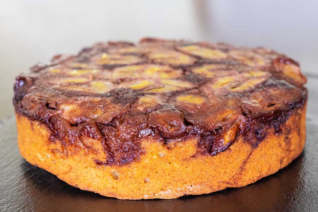Gluten-free Chocolate Fudge Banana Upside Down Cake