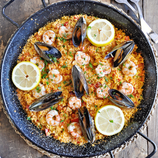 Cauliflower Rice Spanish Seafood Paella