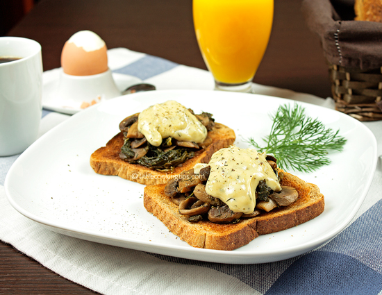 Open faced Spinach and Mushroom Sandwiches