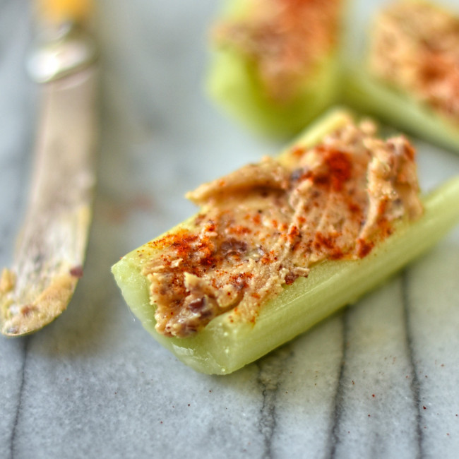 celery with peanut butter and smoked paprika 