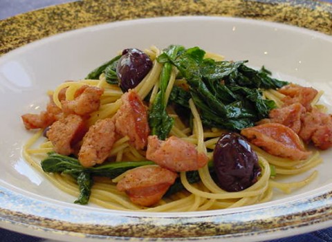 Spaghetti with Cime di Rapa and Home made Sausages