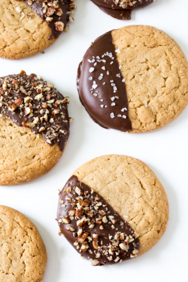 Chocolate Dipped Chewy Peanut Butter Cookies