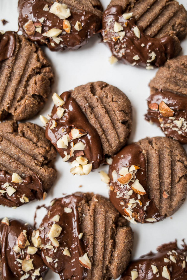 Chocolate-Dipped Hazelnut Teff Cookies (Gluten-Free, Vegan)