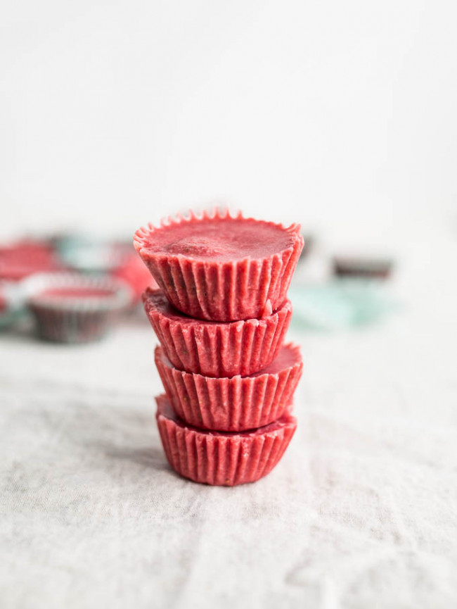Strawberry Coconut Butter Cups With Chocolate-almond Filling