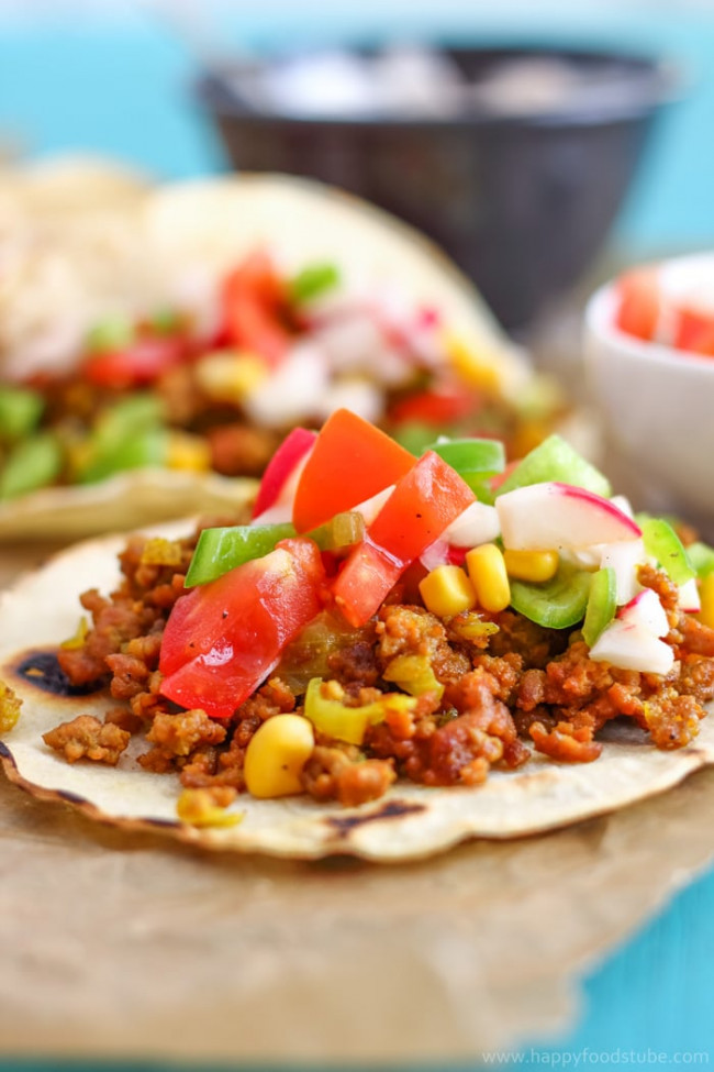 Curry Beef Tacos with Sweet Corn Salsa
