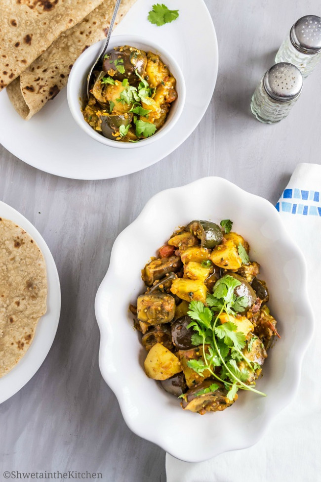 Potato and Eggplant Curry - Punjabi Aloo Baingan Sabzi