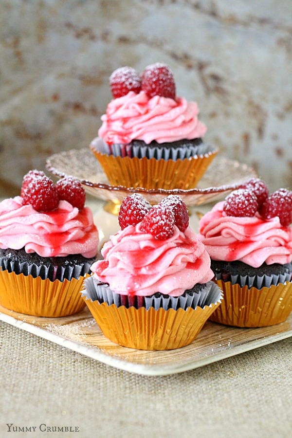 Chocolate Raspberry Champagne Cupcakes