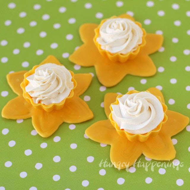 Daffodil Candy Cups filled with Lemon Mousse