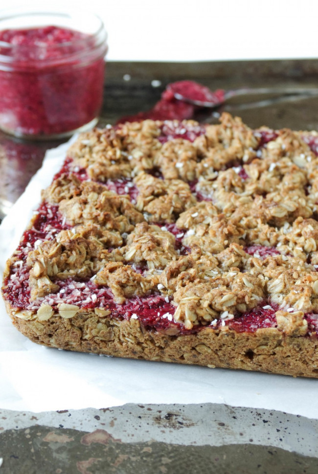 Healthy Strawberry Oat Bars with Strawberry Chia Jam