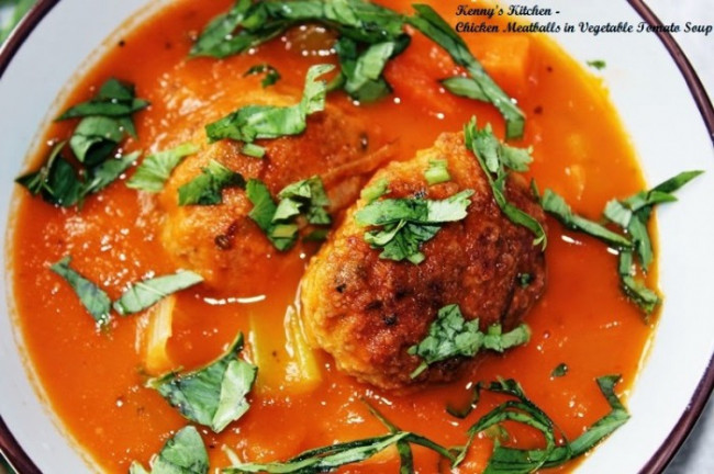 Chicken Meatballs in Vegetable Tomato Soup