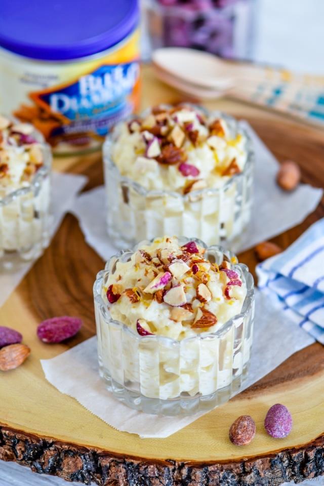 Egg-less Rice Pudding with Almonds