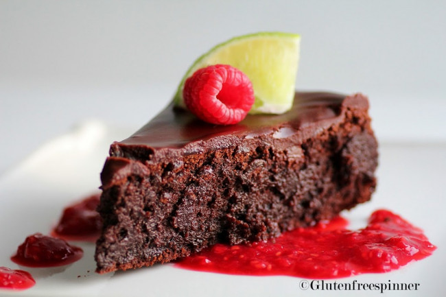 Flourless Chocolate Cake with Raspberry Lime Salsa
