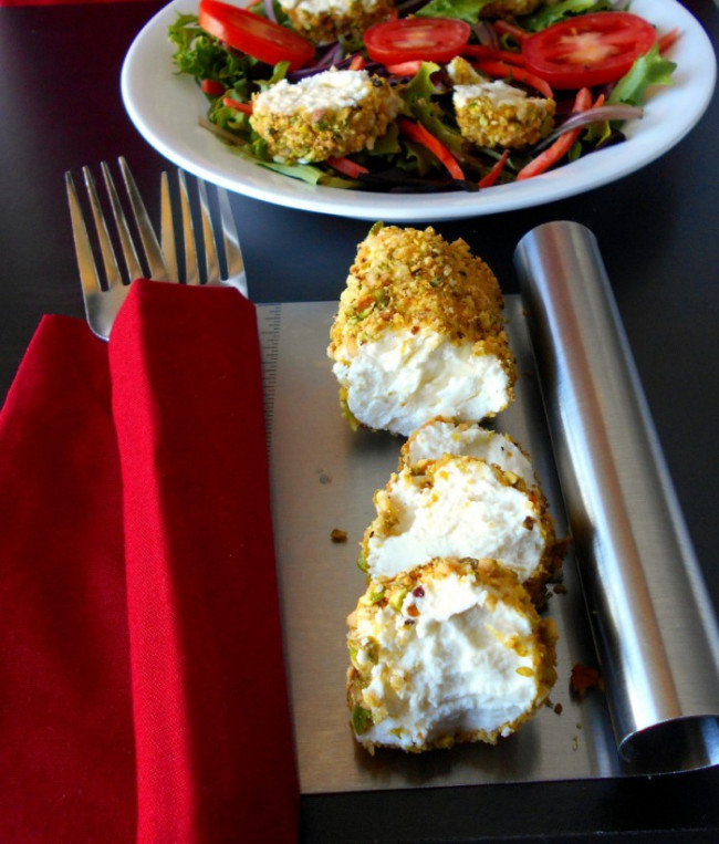 Cardamom and Pistachio Crusted Goat Cheese Salad