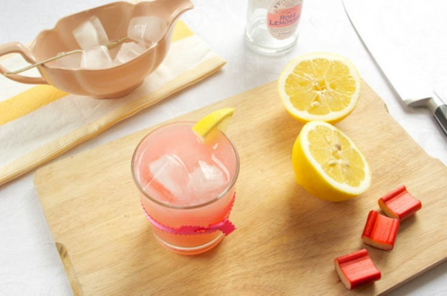 Rhubarb-Rose-Lemon Cocktail