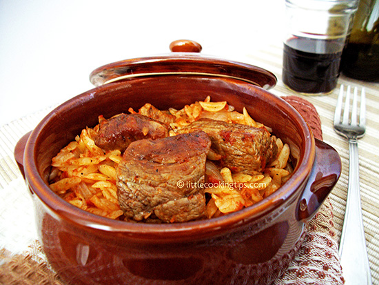 Greek Traditional Pasta Beef Casserole Giouvetsi 