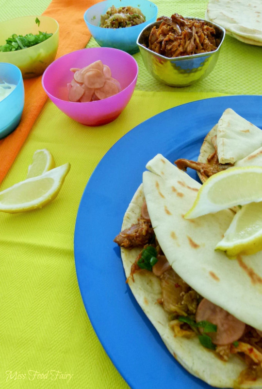 Asian pulled chicken tacos