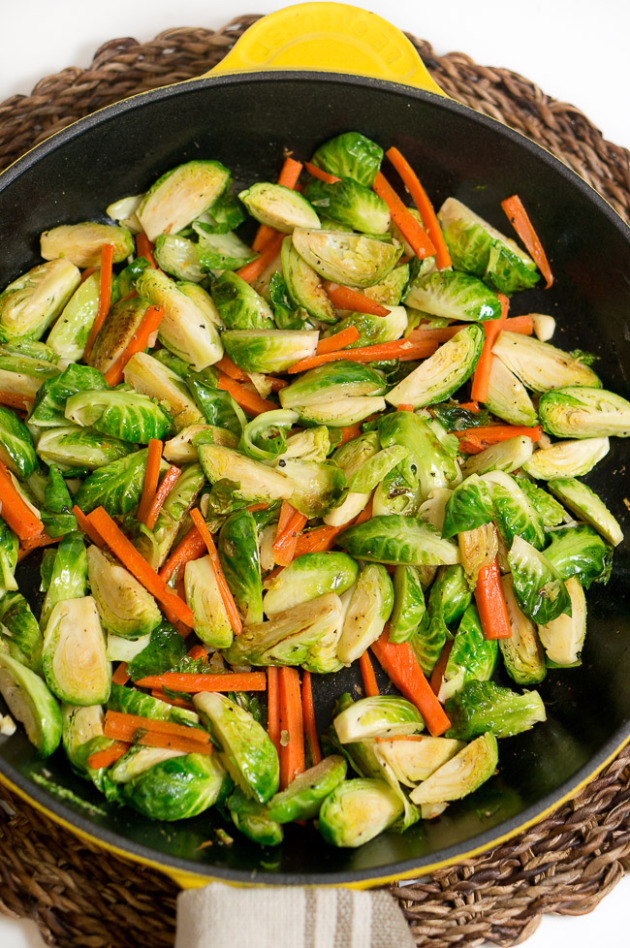 Sauteed Brussels Sprouts and Carrots