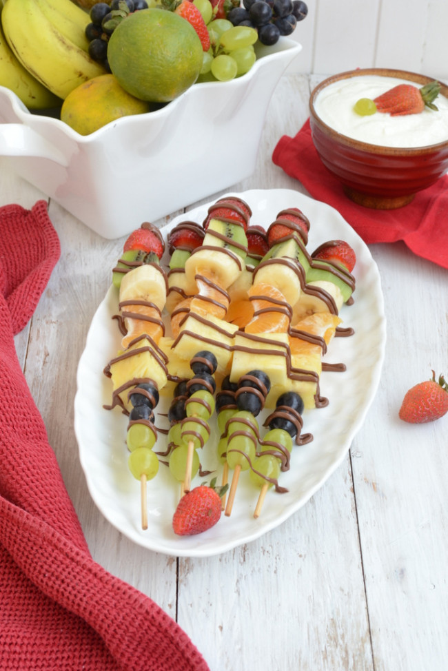 Fruit Skewers with Honey Vanilla Yogurt Dip - Whisk Affair
