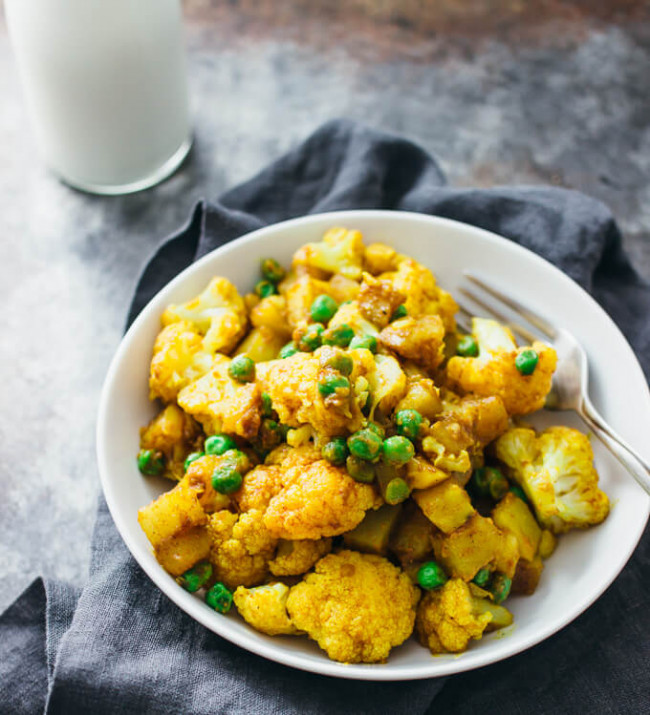 golden cauliflower curry with potatoes
