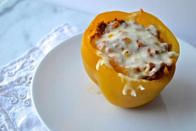 Ground Turkey and Corn Stuffed Bell Peppers