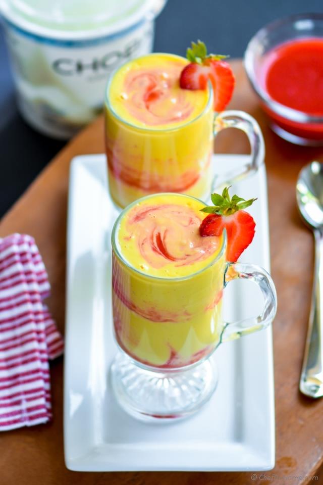 Mango Strawberry Swirl Yogurt Smoothie Recipe