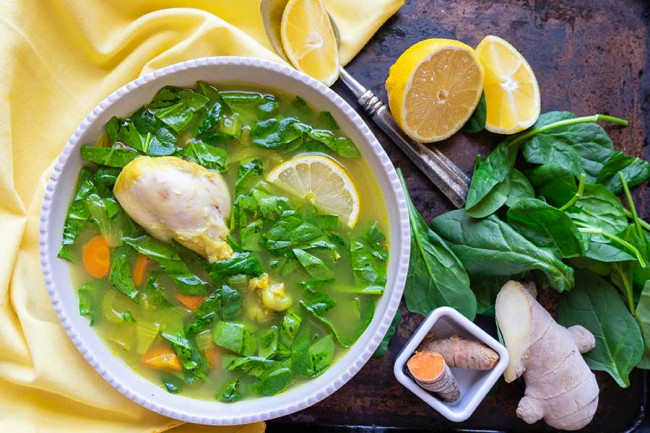 Instant Pot Immune Boosting Lemon Chicken & Spinach Soup