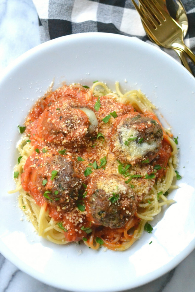 Spaghetti With Stuffed Meatballs 