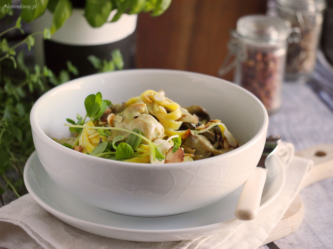 Dijon Chicken Fettuccine With Mushrooms And Toasted Almonds