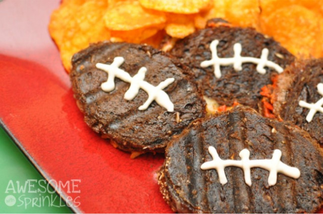 Mini Football Panini Sandwiches - Awesome with Sprinkles