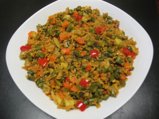 Soya Granules Mixed Vegetable curry