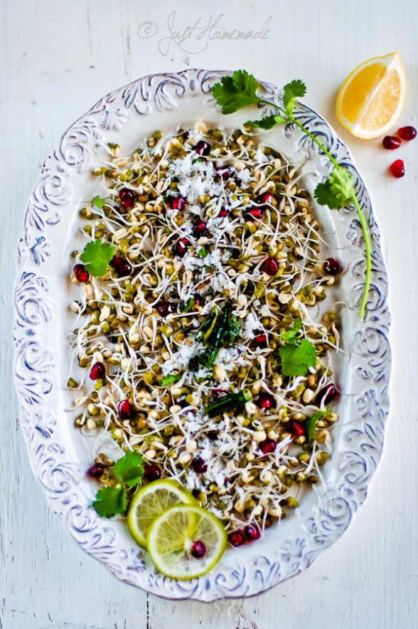 Sprouted Mung and Pomegranate Salad