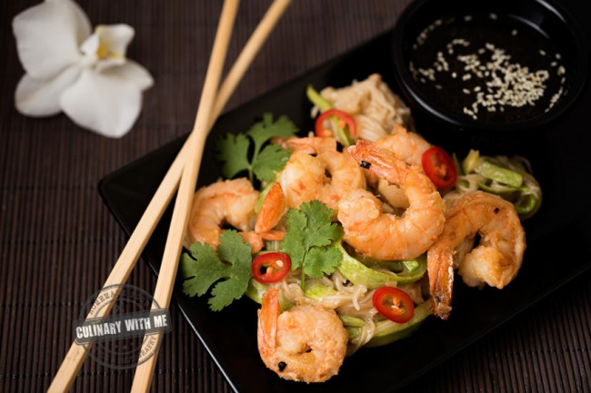 Aromatic Shrimps With Rice Noodles