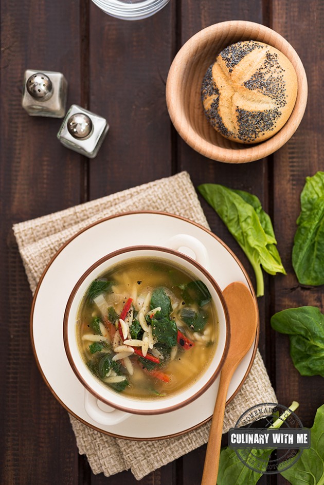 Orzo soup with spinach