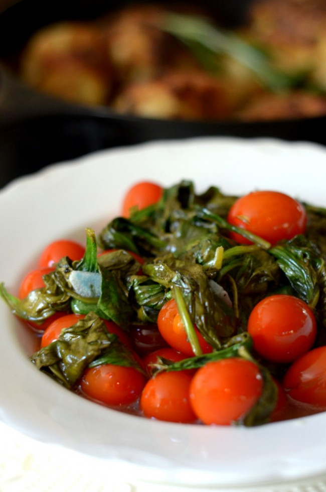 Oven Wilted Spinach with Roasted Tomatoes - Platter Talk