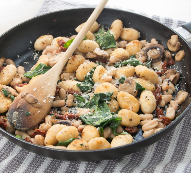 Pan-Fried Gnocchi with Sun Dried Tomatoes and White Bean
