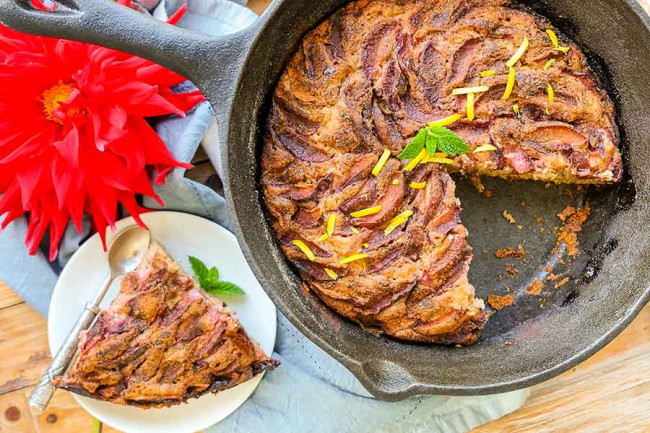 Gluten-free Plum Skillet Country Cake