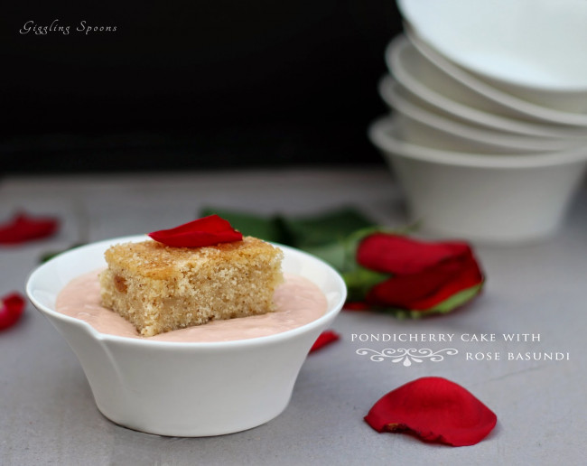 giggling spoons...: pondicherry cake with rose basundi