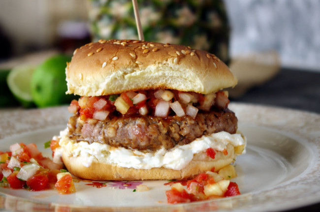 Pork Burger With Pineapple Serrano Salsa And Whipped