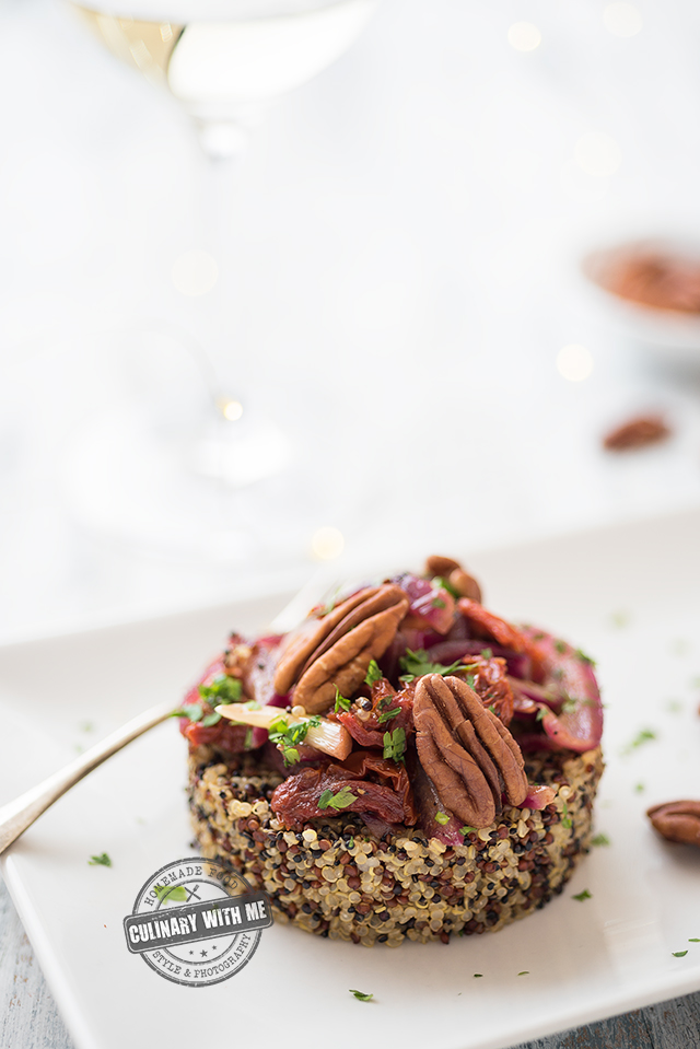 Caramelized Onion, Dried Tomatoes And Pecan Quinoa