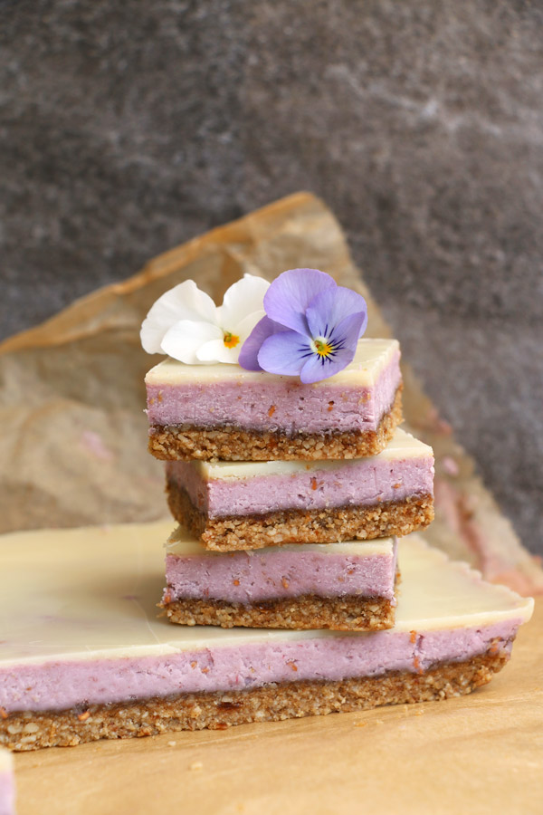 Raspberry White Chocolate Bars with Sunflower Seed and Tahini Crust (grain-free & vegan)