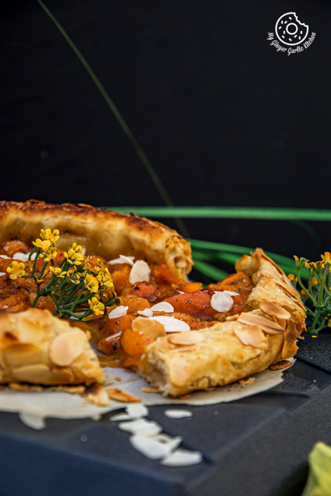 Puff Pastry Apricot Galette with Almond Topping.