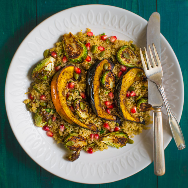 Roasted Acorn Squash and Brussels Sprouts Salad